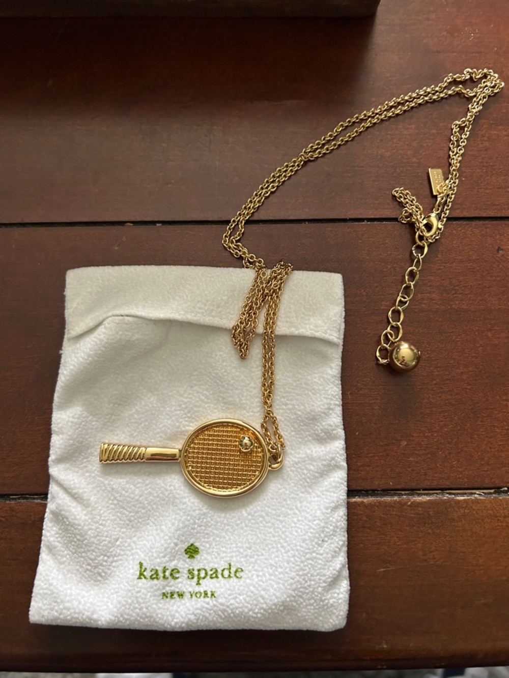 kate spade gold-tone tennis racket pendant necklace